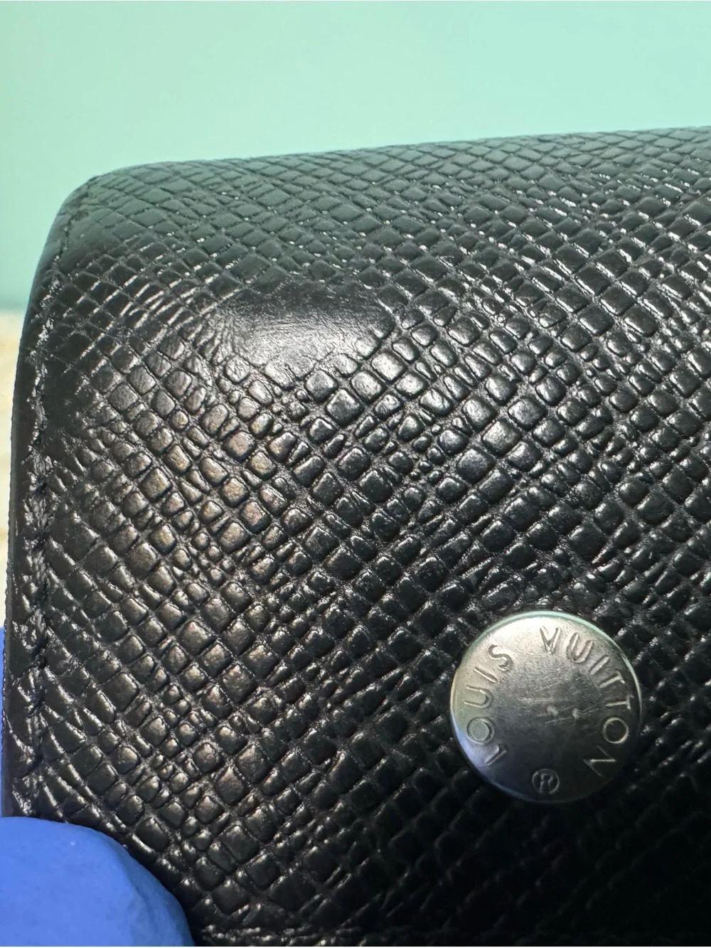 Louis Vuitton Black Textured Leather Clutch Wallet